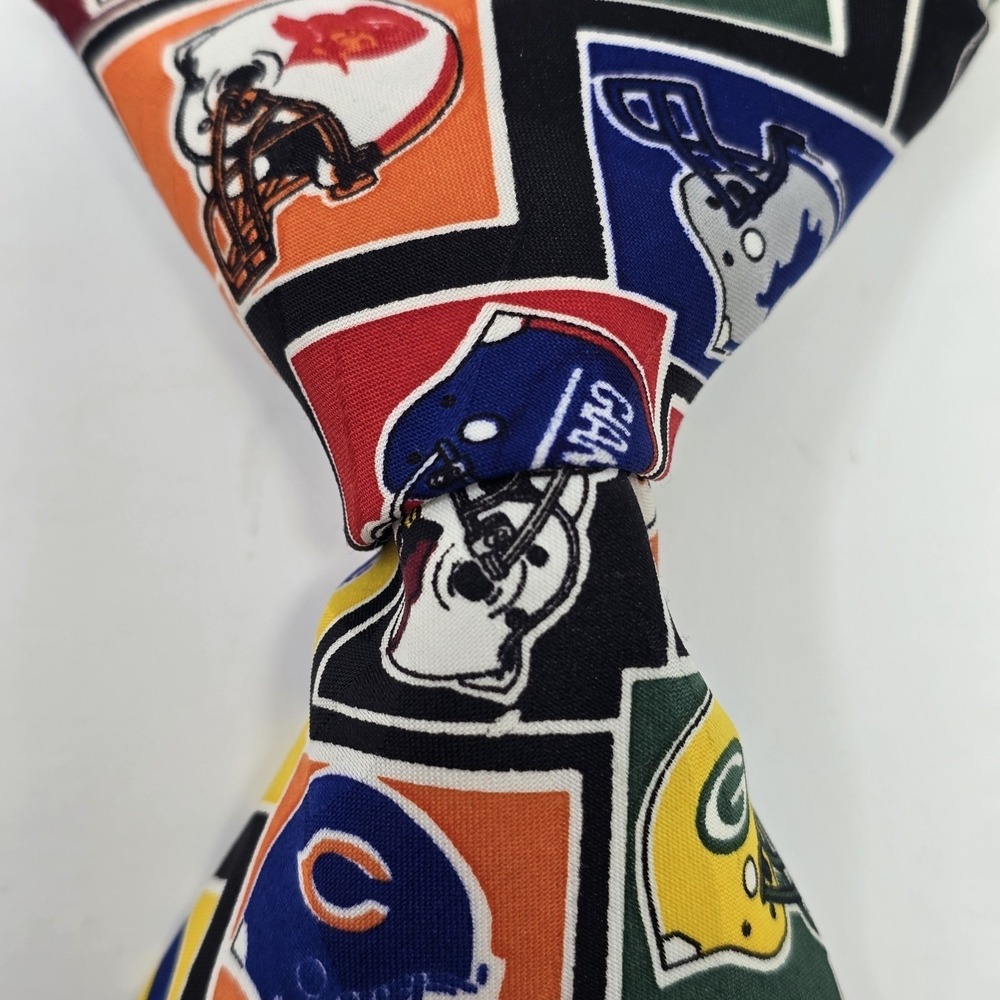 Surrey Mens Football Helmet Grid Print Necktie Multi Color Sports Fan Tie
